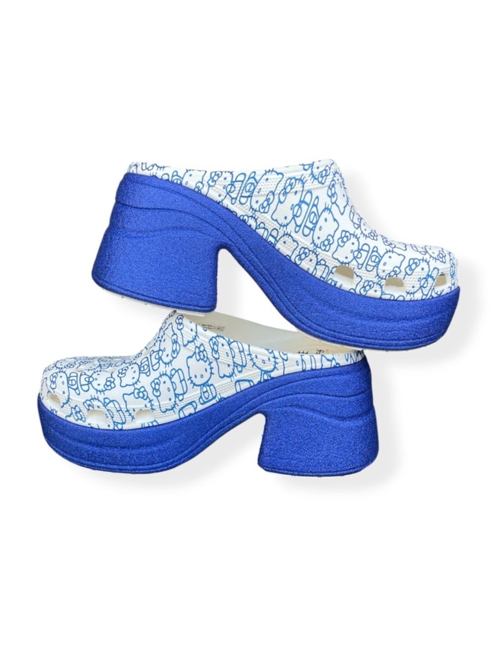 Hello Kitty x Crocs Siren Clog '50th Anniversary' Blue Glitter Platform Mules 11 - Picture 11 of 15